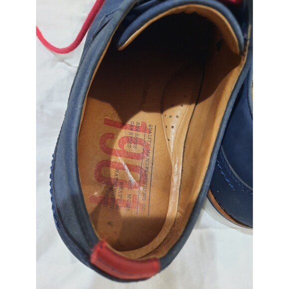 1901 Saddle Shoes Oxford Leather Suede Lace Up Derby Navy Blue & Red Mens 11.5 main image 14